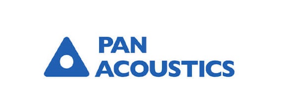 Logo der Pan Acoustics GmbH, blaue Bild-Wort-Marke auf weißem Hintergrund