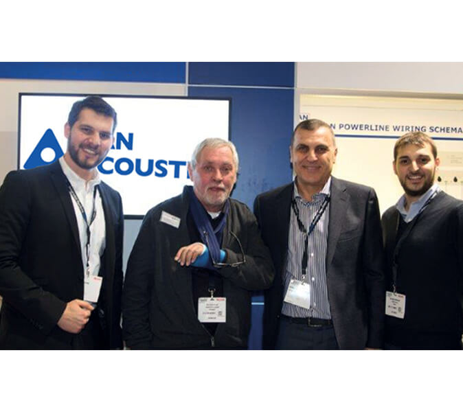 Atempo employee and Pan Acoustics Senior International Sales, Jan Leerschool, at ISE in Amsterdam in 2015.