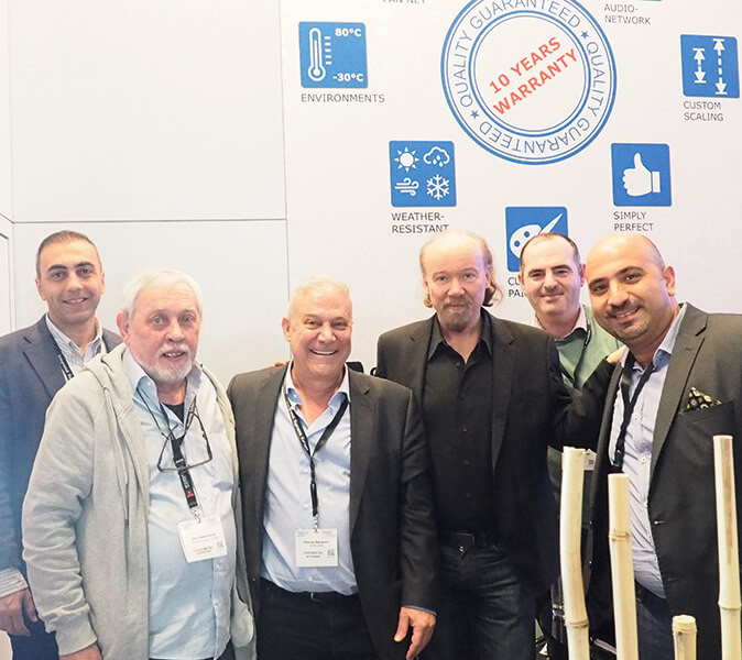 CEO of Pan Acoustics and the team from Girhoma, Ideal for Information Systems and Communication Technologies LLC, the exclusive Jordanian distributor of Pan Acoustics, at ISE 2019.